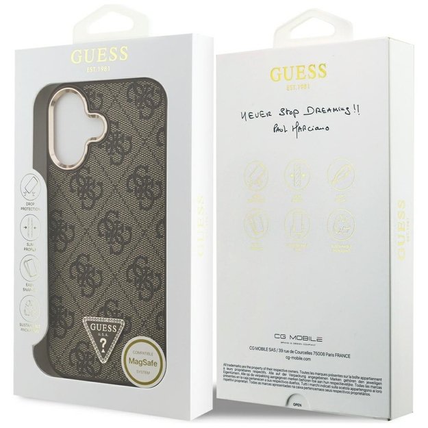 Guess 4G Triangle Logo MagSafe Case for iPhone 17 - Brown and Gold 7