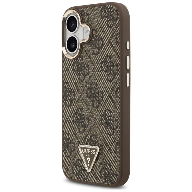 Guess 4G Triangle Logo MagSafe Case for iPhone 17 - Brown and Gold 1