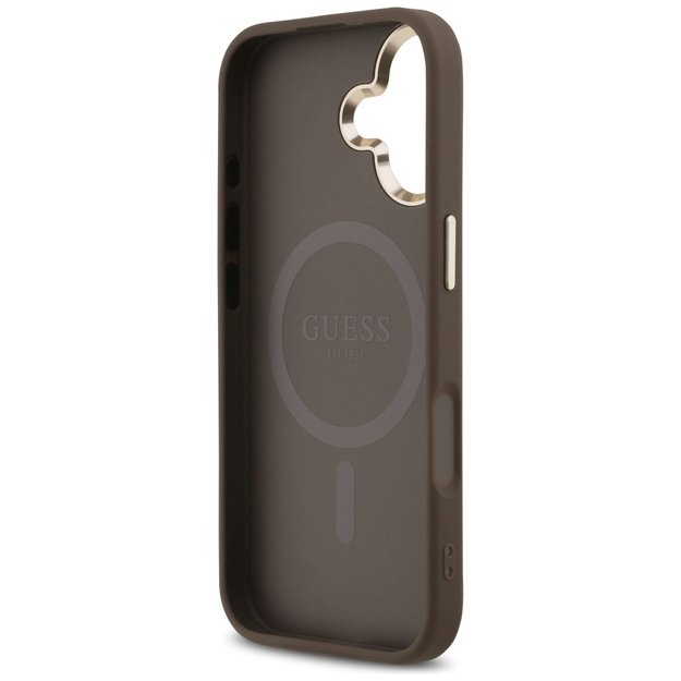 Guess 4G Triangle Logo MagSafe Case for iPhone 17 - Brown and Gold 6