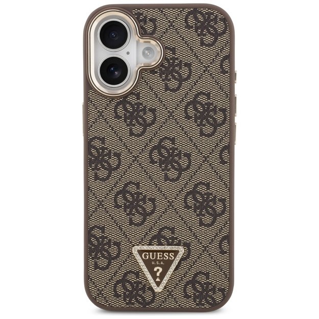 Guess 4G Triangle Logo MagSafe Case for iPhone 17 - Brown and Gold 2