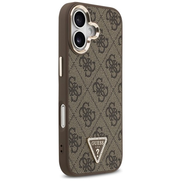 Guess 4G Triangle Logo MagSafe Case for iPhone 17 - Brown and Gold 3