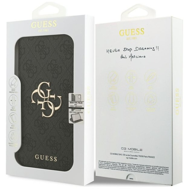 Guess Book 4G Metal Logo Case for iPhone 17 Pro Max - Black 6