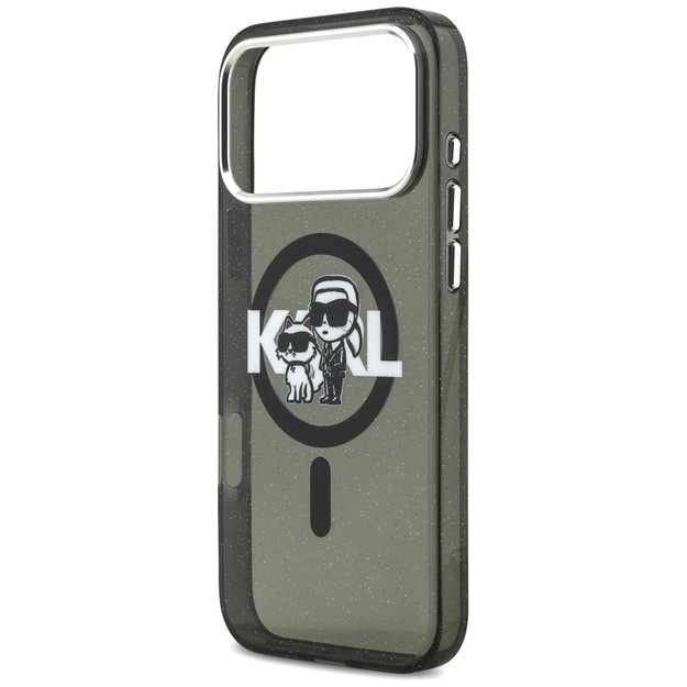 Karl Lagerfeld IML Glitter Karl &amp  Choupette Sketch Logo MagSafe Case for iPhone 17 Pro Max - Black 5