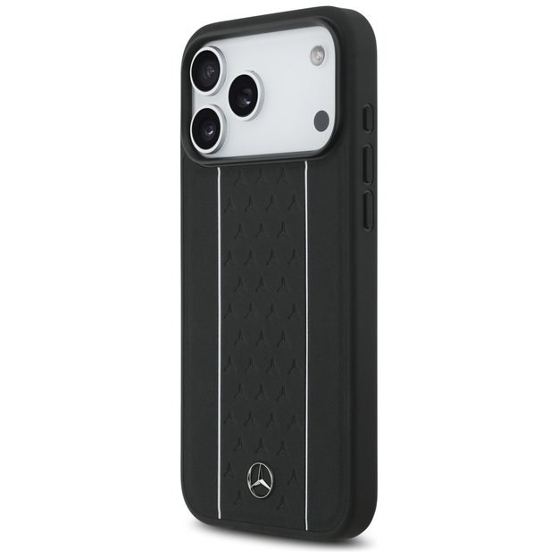 Mercedes Leather Star Pattern Stripes MagSafe Case for iPhone 17 Pro Max - Black 1