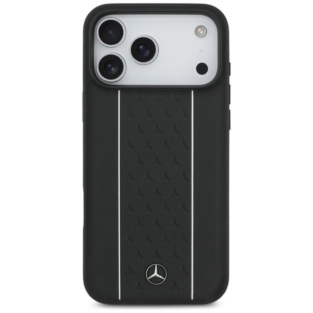 Mercedes Leather Star Pattern Stripes MagSafe Case for iPhone 17 Pro Max - Black 2