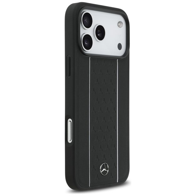 Mercedes Leather Star Pattern Stripes MagSafe Case for iPhone 17 Pro Max - Black 3