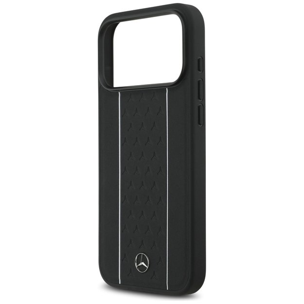 Mercedes Leather Star Pattern Stripes MagSafe Case for iPhone 17 Pro Max - Black 5