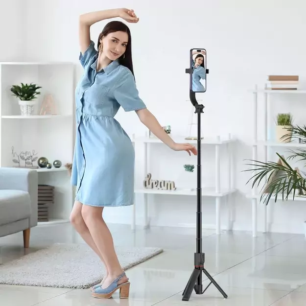 Tech-Protect L04S Bluetooth Selfie Stick with Tripod up to 95cm and 360 Head - Black 4