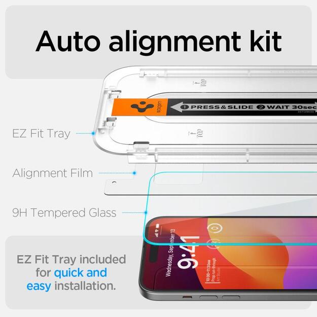 Spigen Glas.tR EZ Fit Tempered Glass for iPhone 15 Plus / 16 Plus - 2 pcs. 8