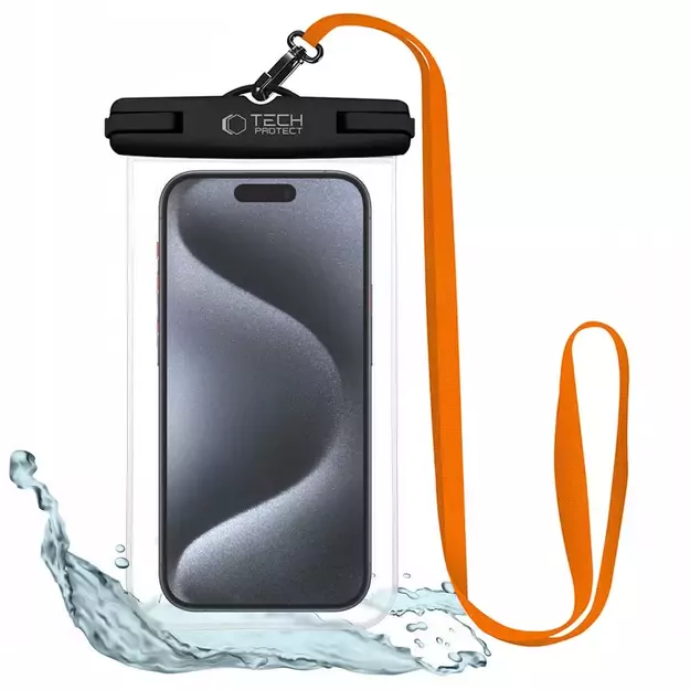 Tech-Protect Waterproof Case UWC7 waterproof for devices up to 6.9&quot  - black and orange