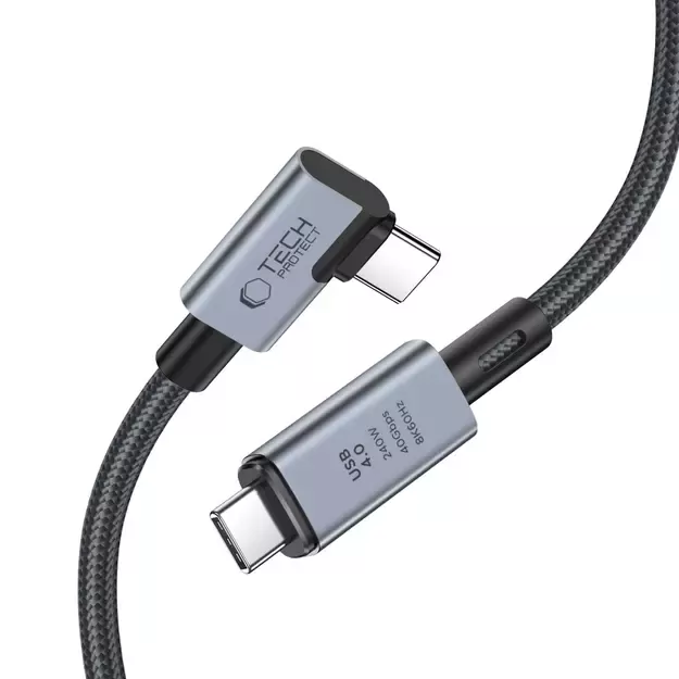 Tech-Protect UltraBoost Max L USB-C 4.0 (straight) / USB-C 4.0 (angled) PD 240W 8K 40Gbps 1.5m Cable - Gray 1