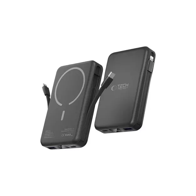Tech-Protect LifeMag PB31 Power Bank with MagSafe 10000mAh 15W USB-C / USB-A / Built-in USB-C / Lightning Cables - Black 2