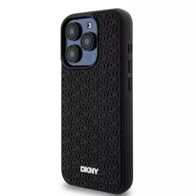 DKNY 3D Rubber Repeat Pattern case for iPhone 15 Pro Max - black 1