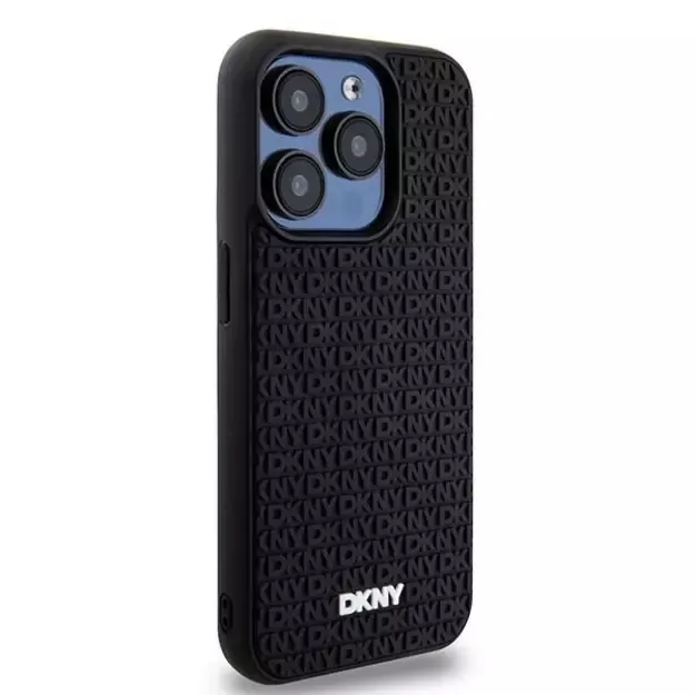DKNY 3D Rubber Repeat Pattern case for iPhone 15 Pro Max - black 3
