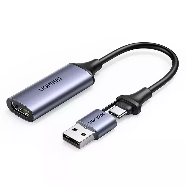 Ugreen CM489 40189 HDMI Adapter (Female) - USB-A / USB-C (Male) - Gray