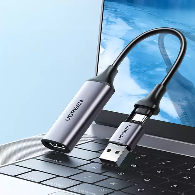 Ugreen CM489 40189 HDMI Adapter (Female) - USB-A / USB-C (Male) - Gray 2
