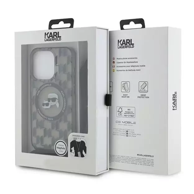 Karl Lagerfeld IML Crossbody Monogram Karl &amp  Choupette Head MagSafe Case for iPhone 15 Pro - Black 6