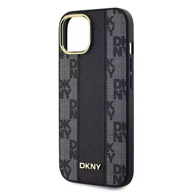DKNY Leather Checkered Mono Pattern MagSafe Case for iPhone 14/15/13 - Black 12