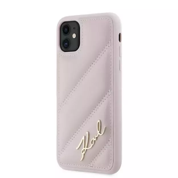 Karl Lagerfeld Diagonal Quilted Script case for iPhone 11 / Xr - pink 9