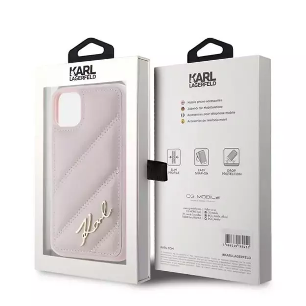 Karl Lagerfeld Diagonal Quilted Script case for iPhone 11 / Xr - pink 14