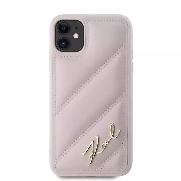 Karl Lagerfeld Diagonal Quilted Script case for iPhone 11 / Xr - pink 10