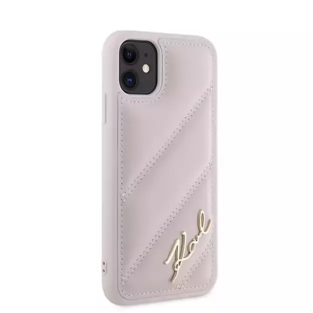Karl Lagerfeld Diagonal Quilted Script case for iPhone 11 / Xr - pink 11