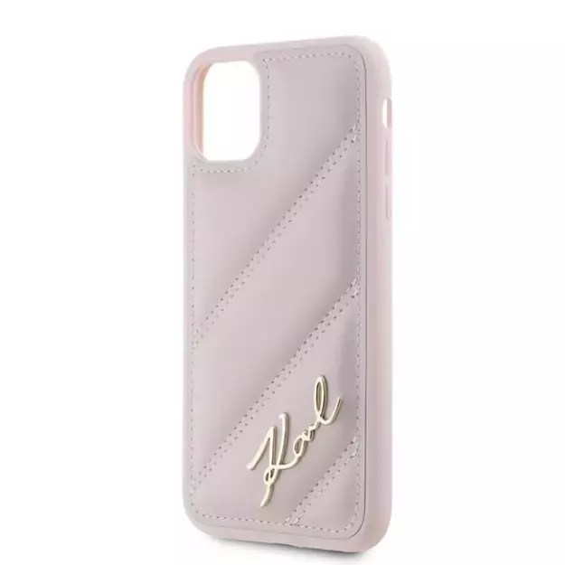 Karl Lagerfeld Diagonal Quilted Script case for iPhone 11 / Xr - pink 13