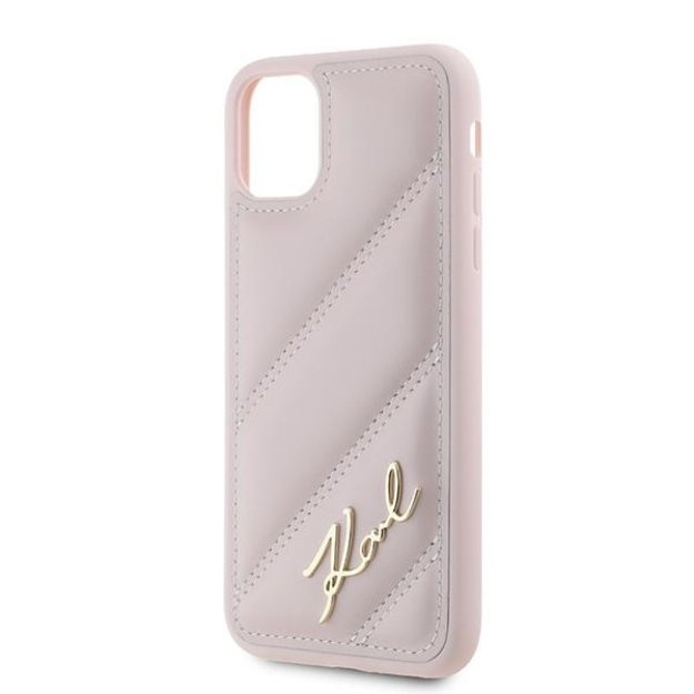 Karl Lagerfeld Diagonal Quilted Script case for iPhone 11 / Xr - pink 8