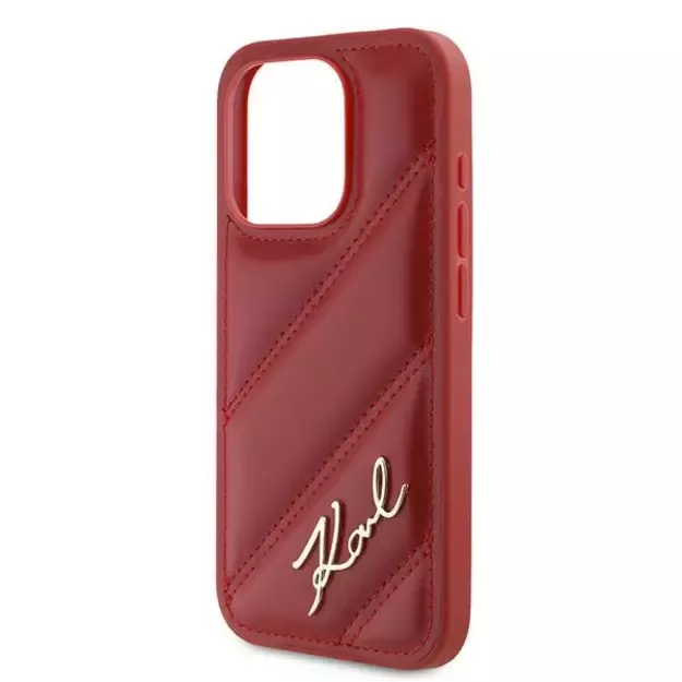 Karl Lagerfeld Diagonal Quilted Script case for iPhone 15 Pro Max - red 12