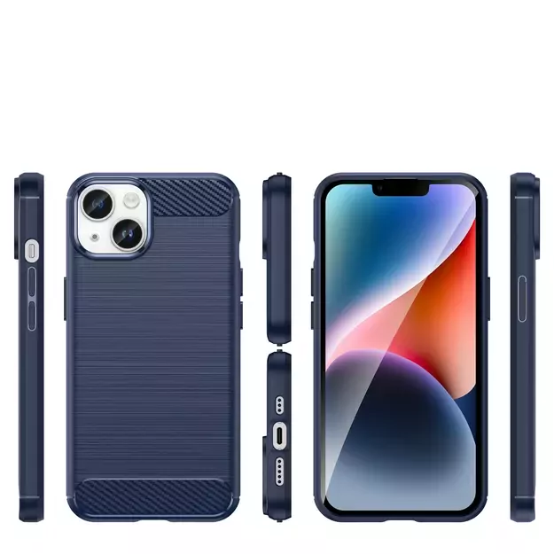 Carbon Case iPhone 14 case flexible gel back cover blue 15