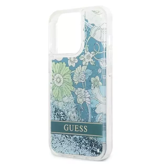 Guess GUHCP13LLFLSN iPhone 13 Pro / 13 6.1&quot  green/green hardcase Flower Liquid Glitter 5