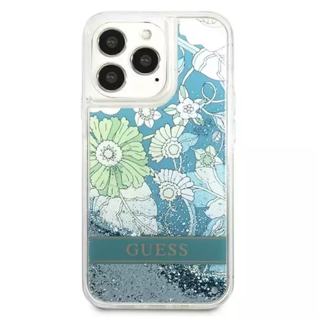 Guess GUHCP13LLFLSN iPhone 13 Pro / 13 6.1&quot  green/green hardcase Flower Liquid Glitter 2