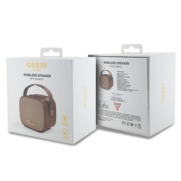Guess Bluetooth speaker GUWSB2P4SMW Speaker mini brown/bown 4G Leather Script Logo with Strap 3