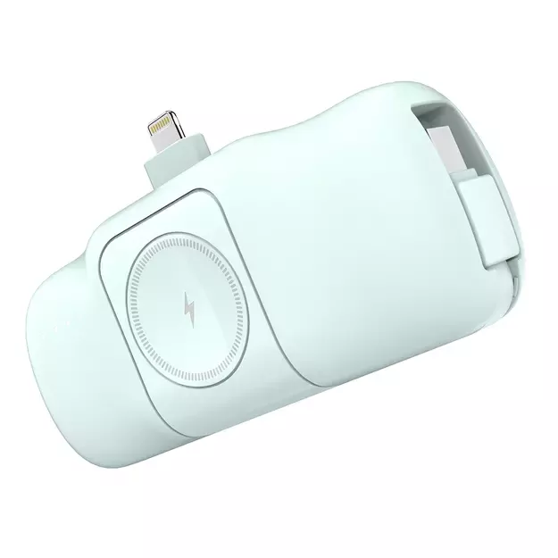 Wozinsky WF16-YLS 5000mAh 15W Lightning Mini Power Bank with Built-in USB-C Cable and Apple Watch Charger - Green 13