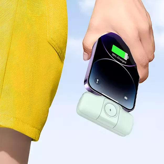 Wozinsky WF16-YLS 5000mAh 15W Lightning Mini Power Bank with Built-in USB-C Cable and Apple Watch Charger - Green 17