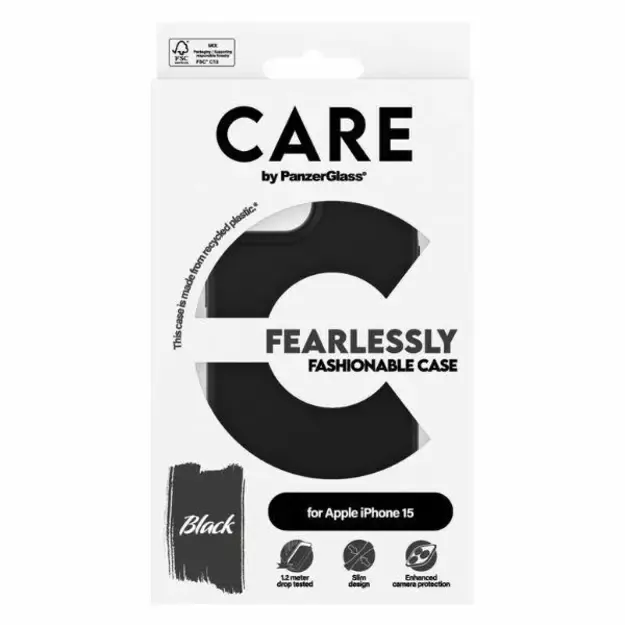 CARE by PanzerGlass Fearlessly Fashionable Case for iPhone 15 - Black 6