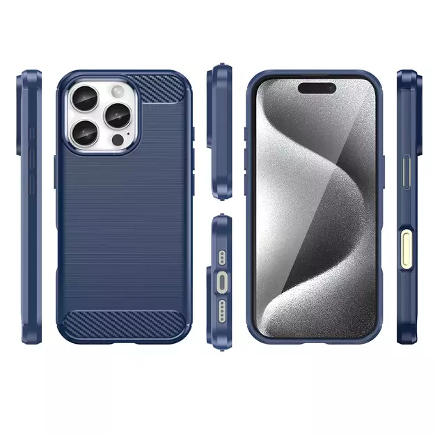 Carbon Case for iPhone 16 Pro Max Silicone Case - Blue 2