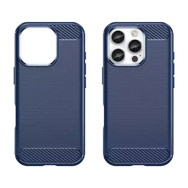 Carbon Case for iPhone 16 Pro Max Silicone Case - Blue 1