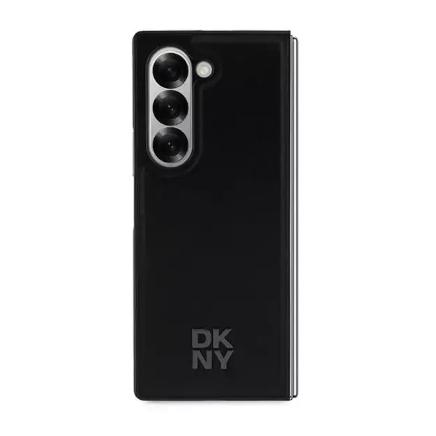 DKNY Magsafe Plain Leather Metal Stack Logo Case for Samsung Galaxy Z Fold 6 - Black 1