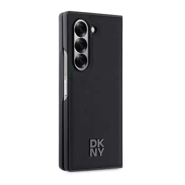 DKNY Magsafe Plain Leather Metal Stack Logo Case for Samsung Galaxy Z Fold 6 - Black 4