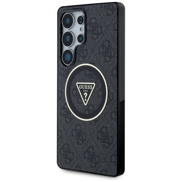 Guess 4G Glitter Triangle Buttons MagSafe Case for Samsung Galaxy S25 Ultra Black 1