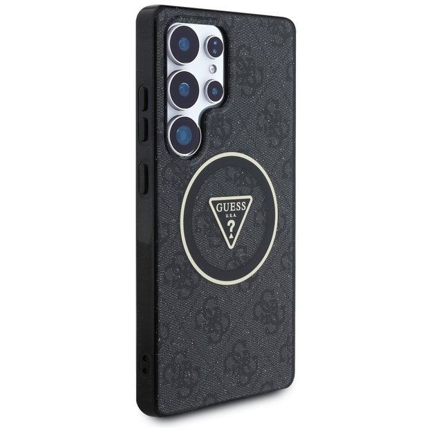 Guess 4G Glitter Triangle Buttons MagSafe Case for Samsung Galaxy S25 Ultra Black 3