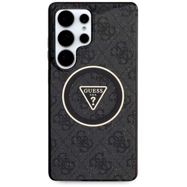 Guess 4G Glitter Triangle Buttons MagSafe Case for Samsung Galaxy S25 Ultra Black 2