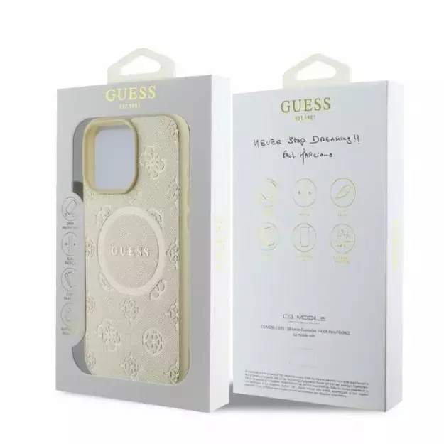 Guess Saffiano Peony Classic Logo MagSafe case for iPhone 16 Pro - gold 3
