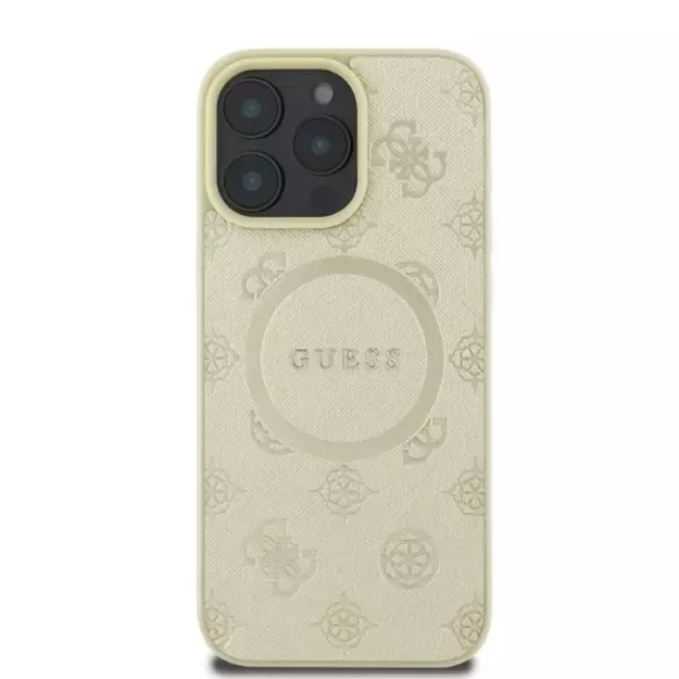 Guess Saffiano Peony Classic Logo MagSafe case for iPhone 16 Pro - gold 2
