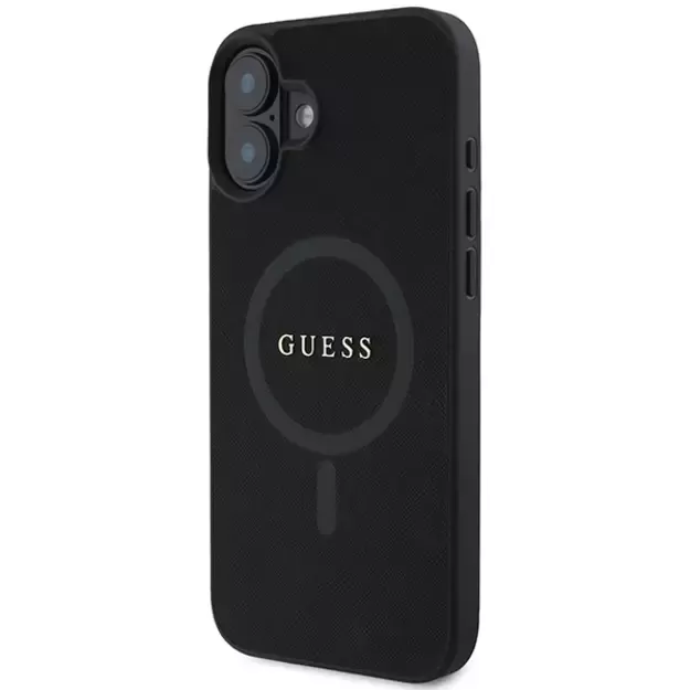 Guess Saffiano Classic Logo MagSafe iPhone 16 Plus Case - Black 1
