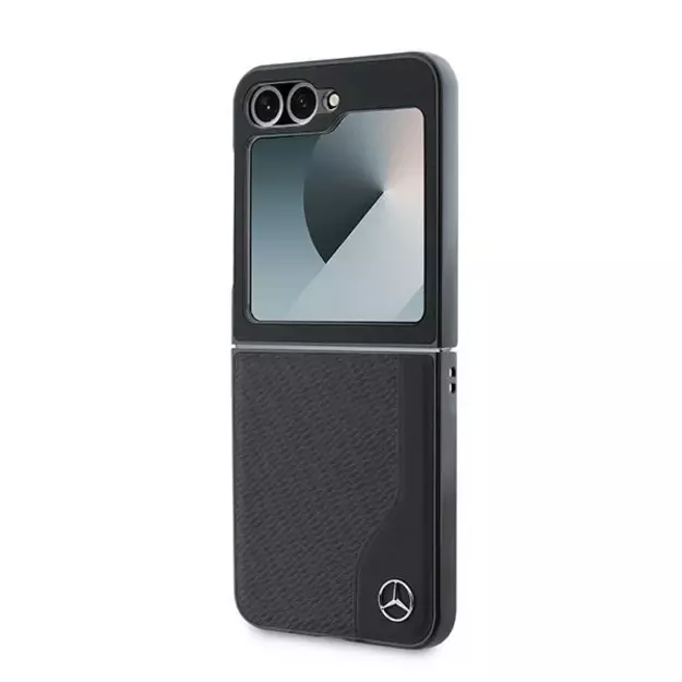 Mercedes Leather Wood Imitation MagSafe Case for Samsung Galaxy Z Flip 6 - Black 9