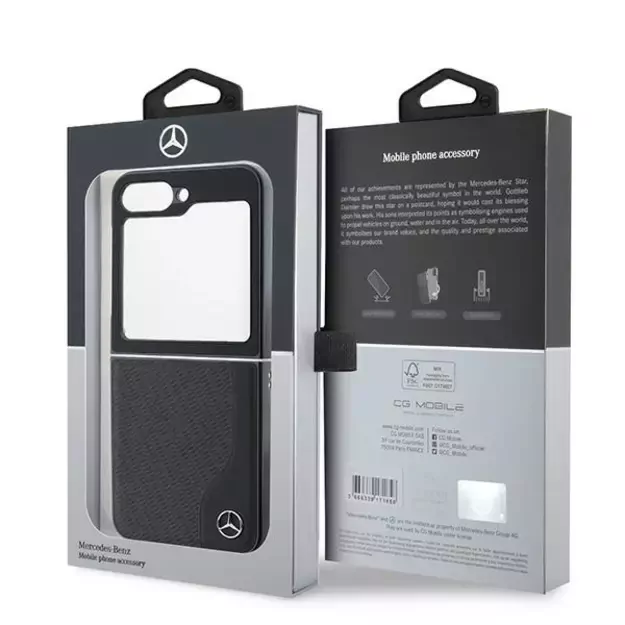 Mercedes Leather Wood Imitation MagSafe Case for Samsung Galaxy Z Flip 6 - Black 11