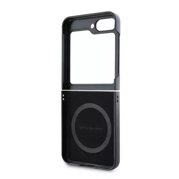 Mercedes Leather Wood Imitation MagSafe Case for Samsung Galaxy Z Flip 6 - Black 10
