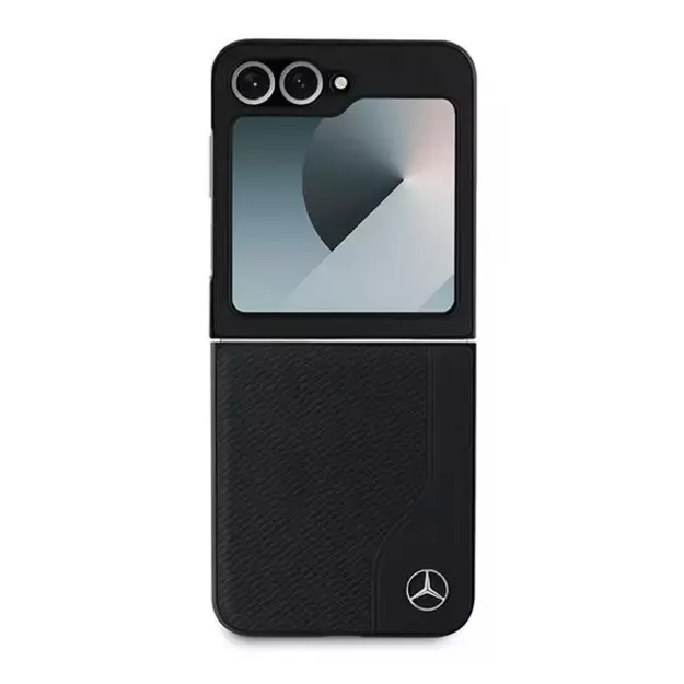 Mercedes Leather Wood Imitation MagSafe Case for Samsung Galaxy Z Flip 6 - Black 5